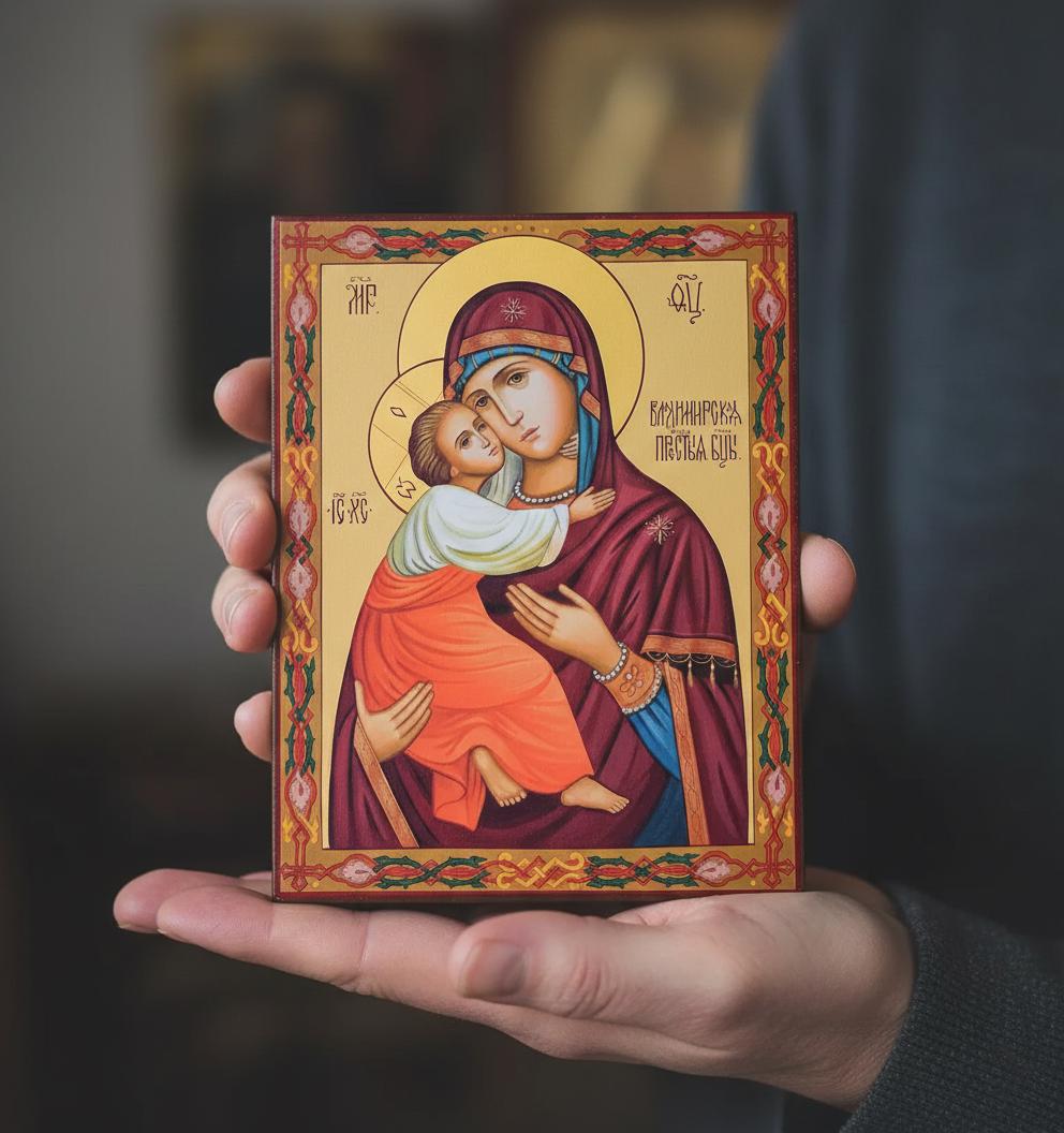 Vladimir Mother Of God Orthodox Icon Wooden Icon , Christian Decor, Prayer
