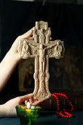 12in Beech Wood Cross, Wooden Cross, Orthodox Crucifix,Lord Jesus Christ