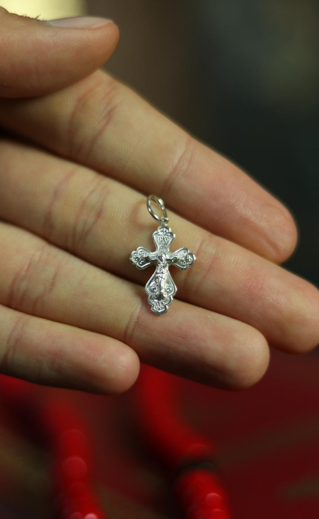 Silver Orthodox Cross 0.78x0.59 in, 1.1 g, Crucifix Necklace, Crucifix Pendant, Christian Pendants, Baptism Jewelry, Orthodox Gift