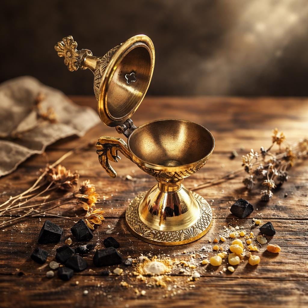 Brass Incense Burner 3.9 in, Orthodox Metal Censer with Lacquer, Christian Thurible