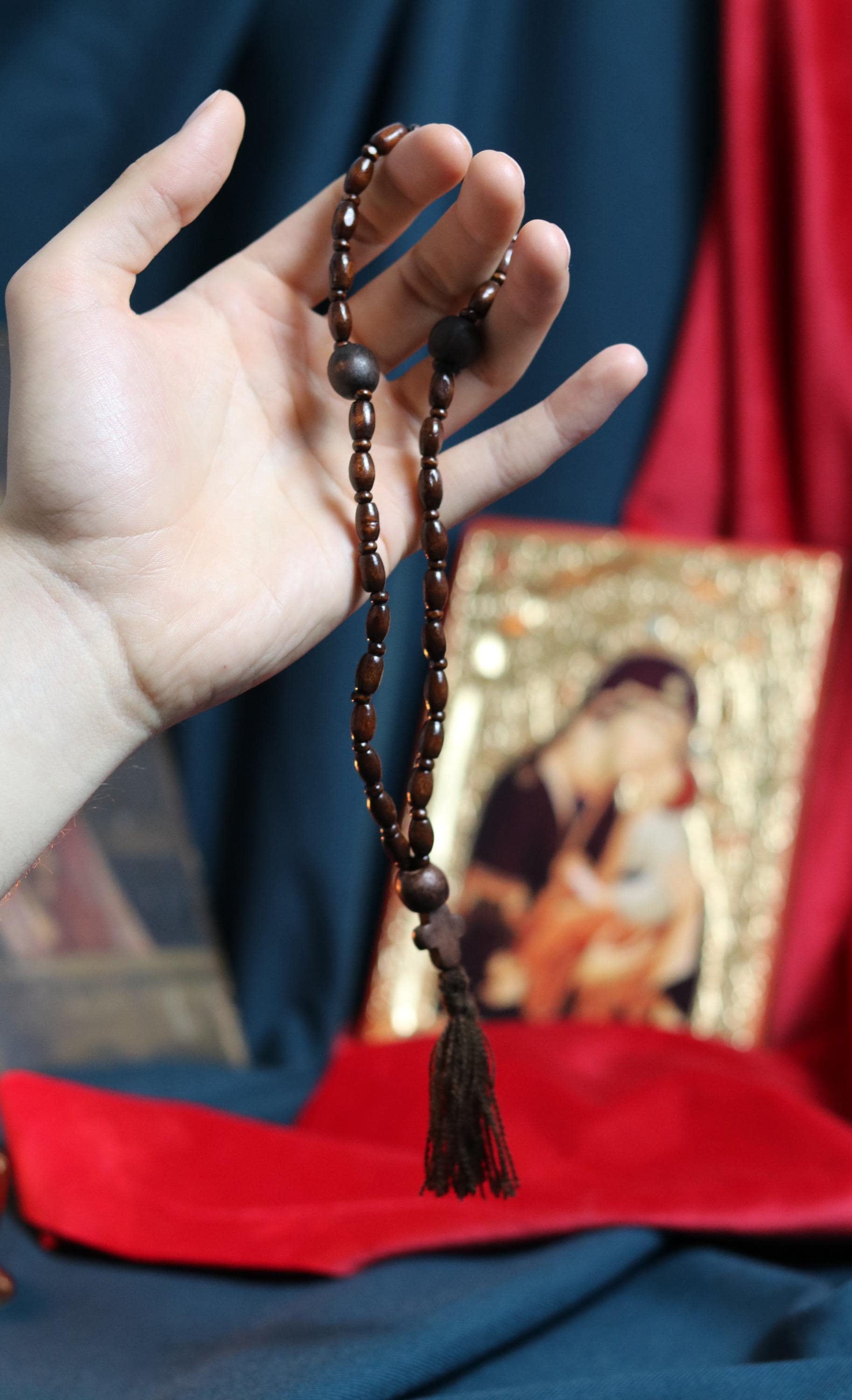 Orthodox Wooden Prayer Beads with Tassel – Handmade Black Wood Orthodox rosaries, Prayer beads, Orthodox prayer rope, Wooden komboskini