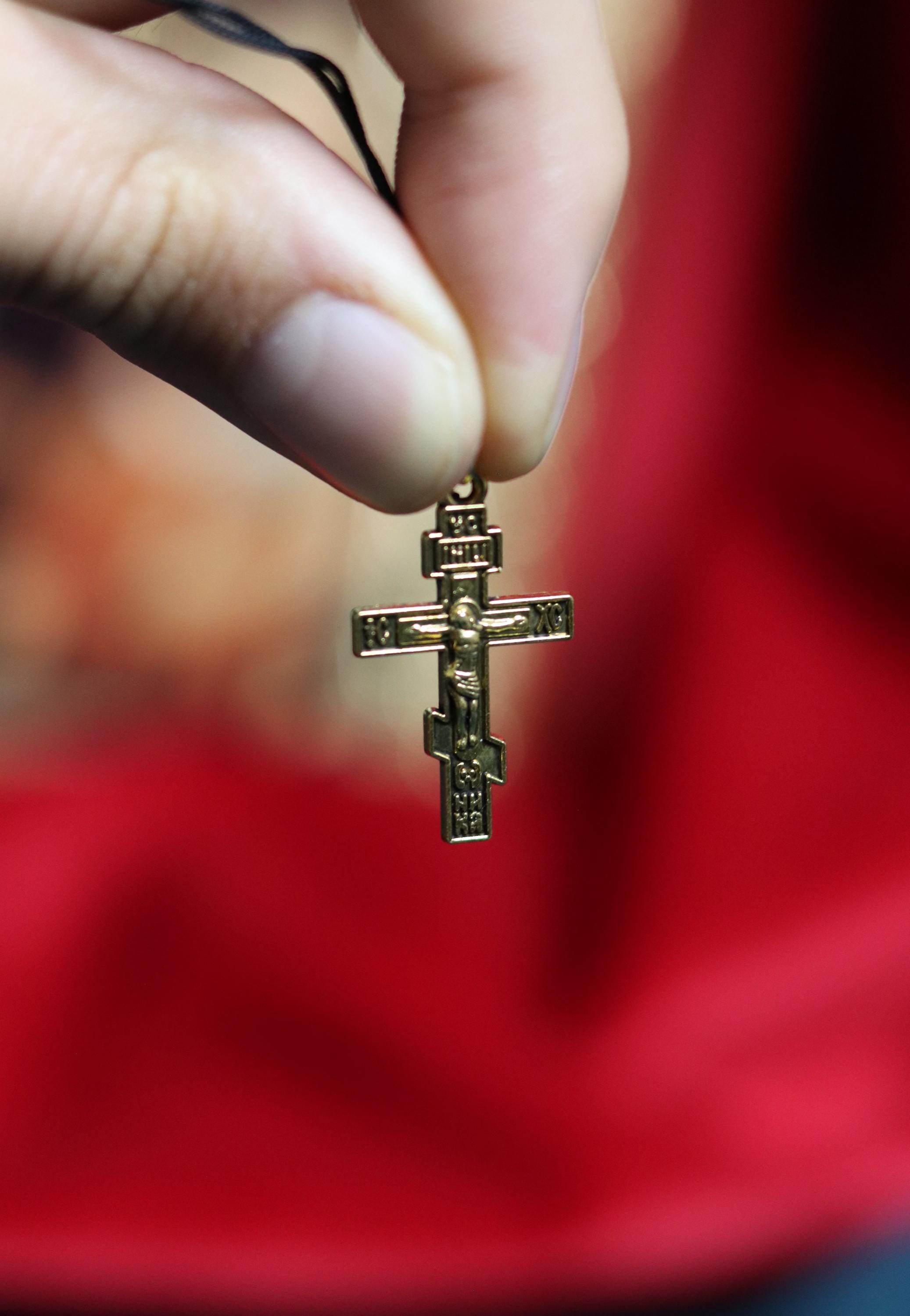 Orthodox Cross Necklace, Large Jesus cross pendant with Jesus Christ, Christian Cross Pendant, Crucifix necklace.