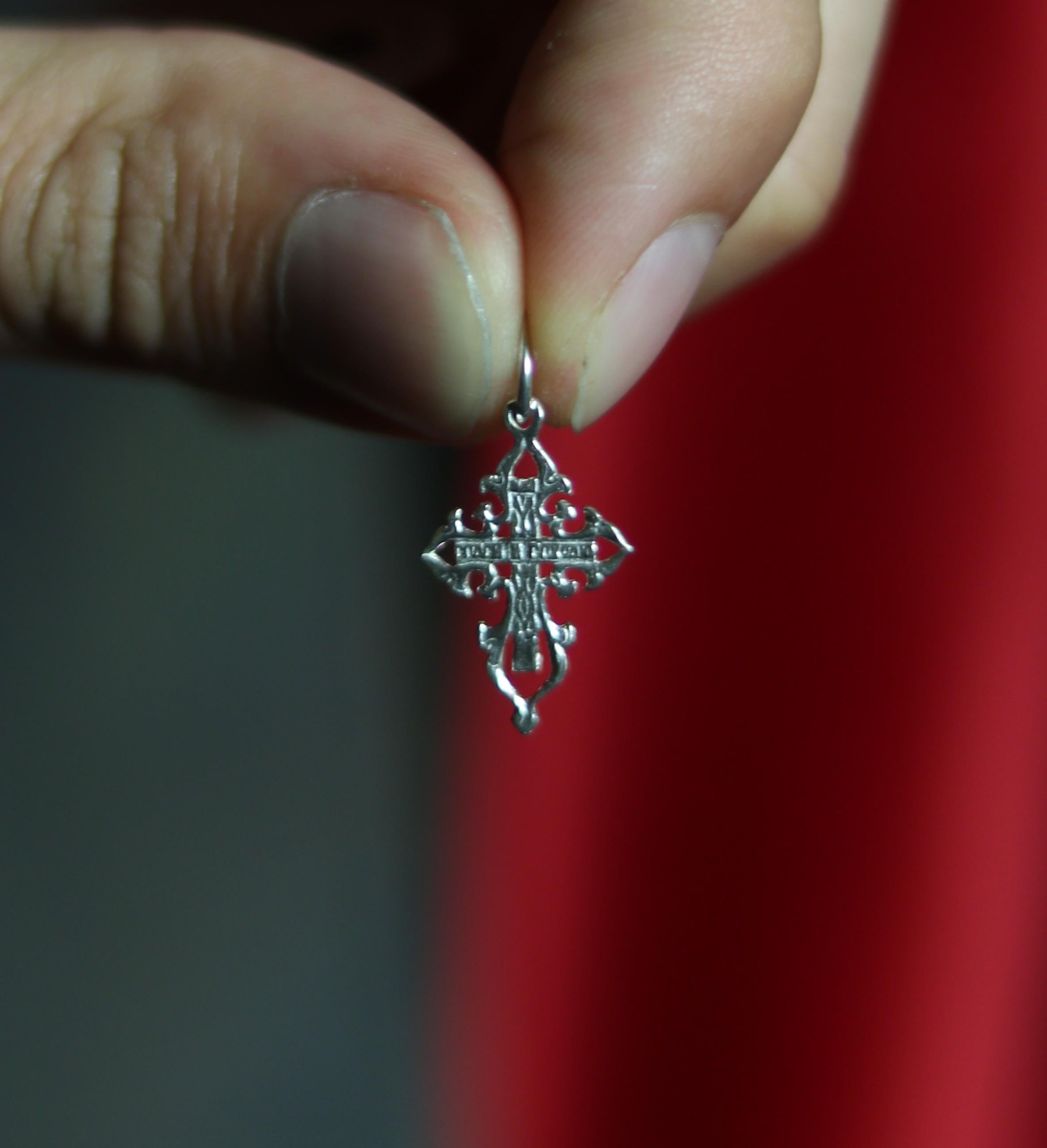 Orthodox Silver Cross Pendant – Sterling Silver 925 – 1.9×1.2 cm – 0.94 g – Eastern Christian Crucifix Charm, Orthodox cross, Crucifixion