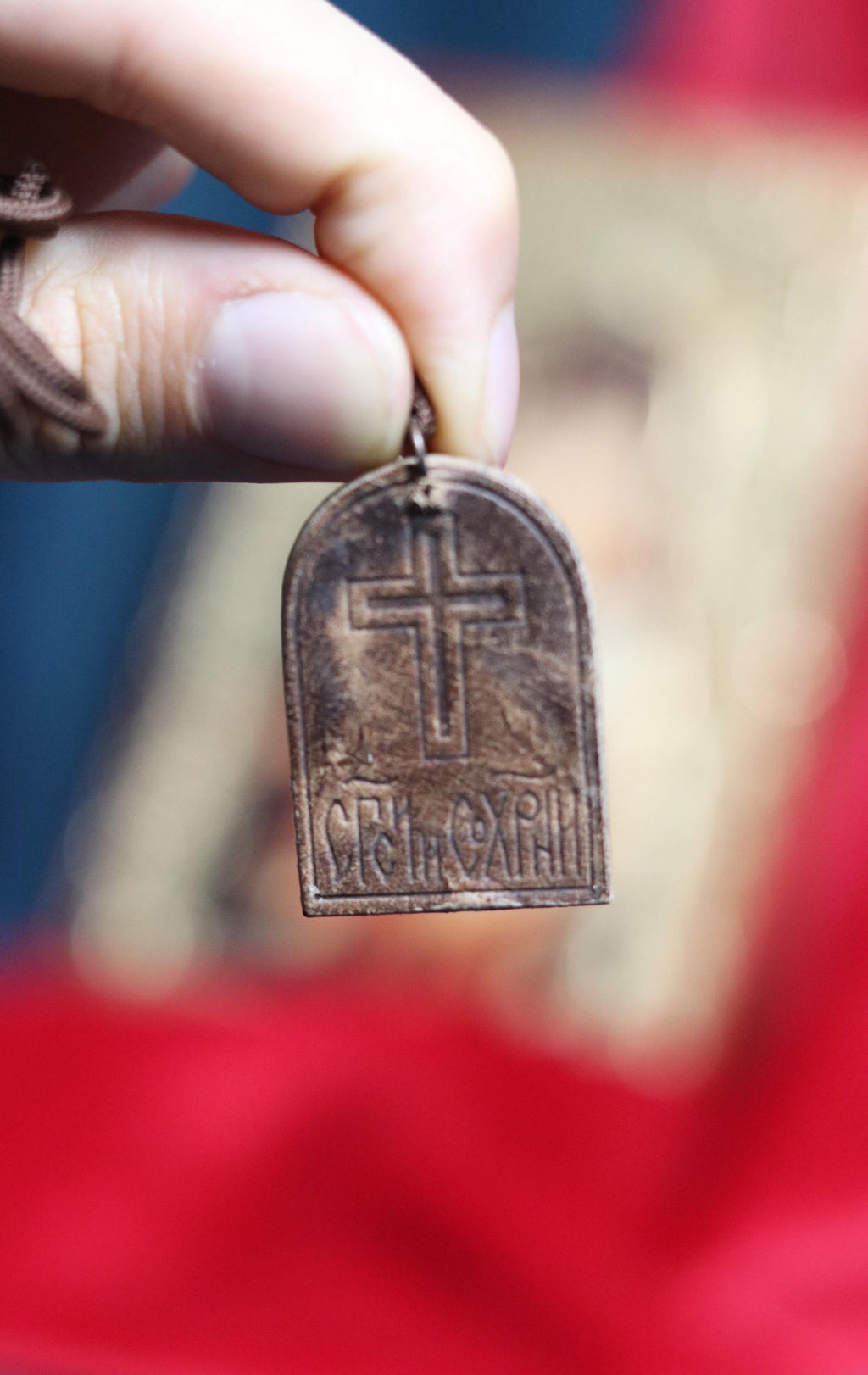 Orthodox Leather Pendant Icon – St. Alexander Nevsky – Handmade Wearable Icon – Christian Amulet Necklace – Eastern Orthodox – Pocket Icon