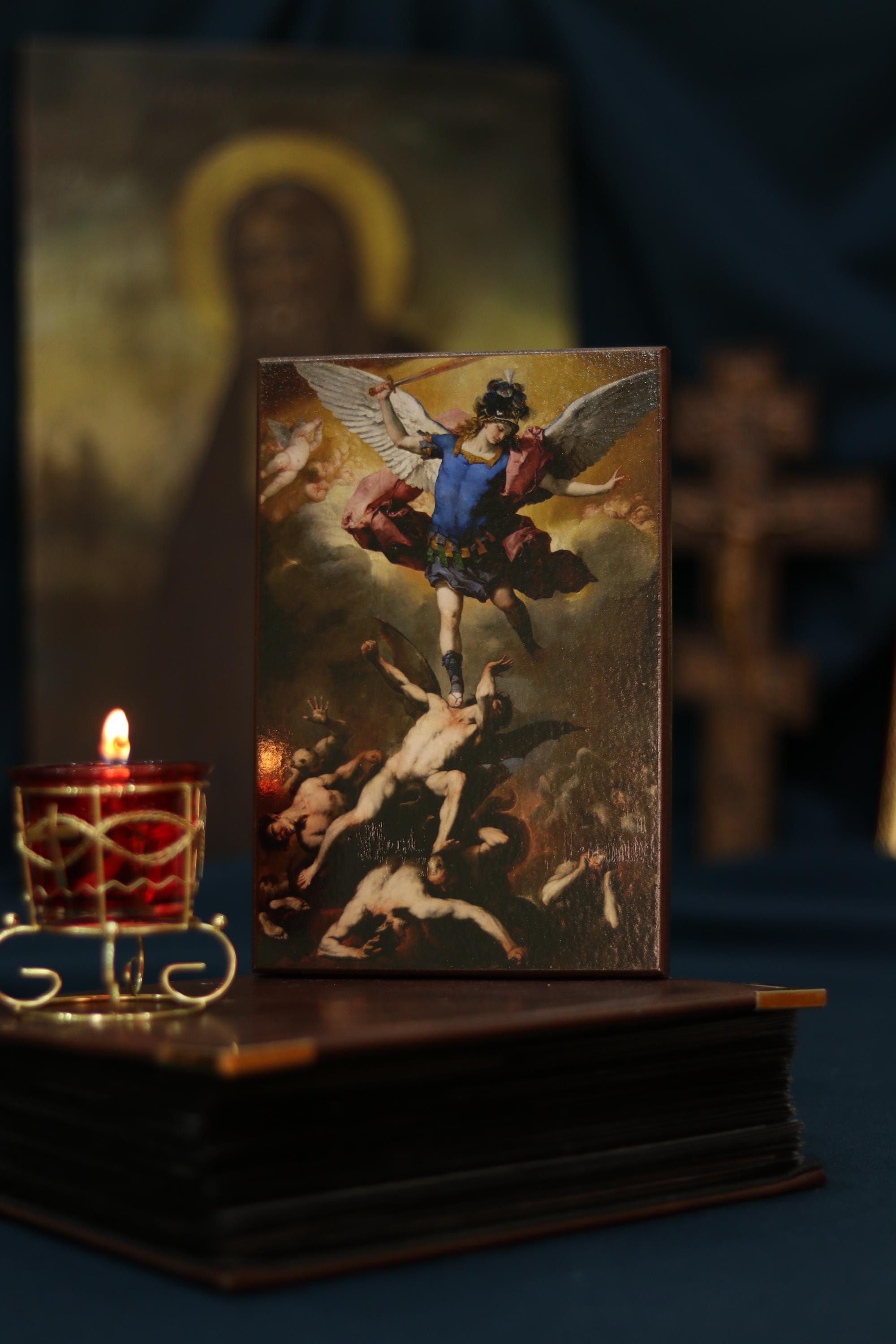 Fall of Rebel Angels Icon Wooden Orthodox Icon 7.9x5.1in