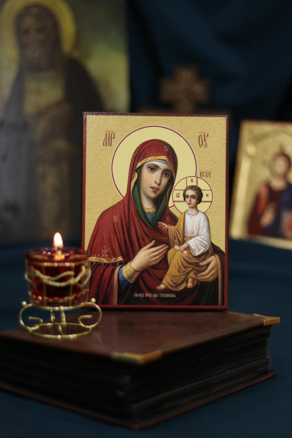 Tikhvin Mother of God Icon Orthodox Wooden Icon Christian Wall Art