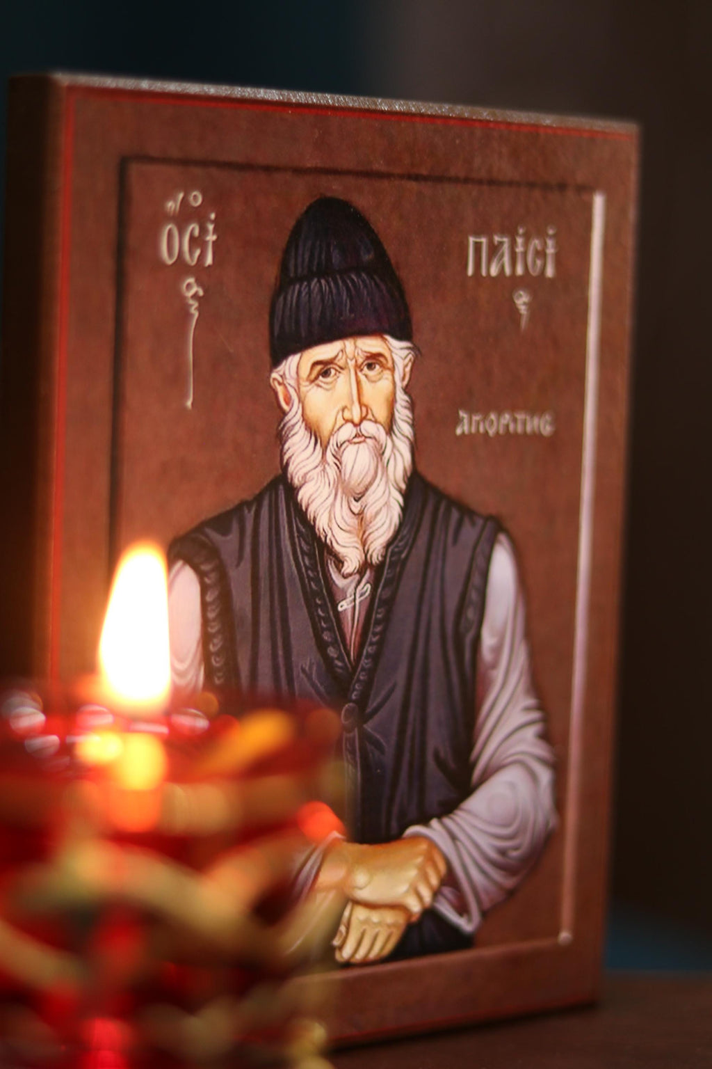 Wooden Icon Orthodox Icon, 200g, Saint Paisios Icon, Ash Veneer Icon