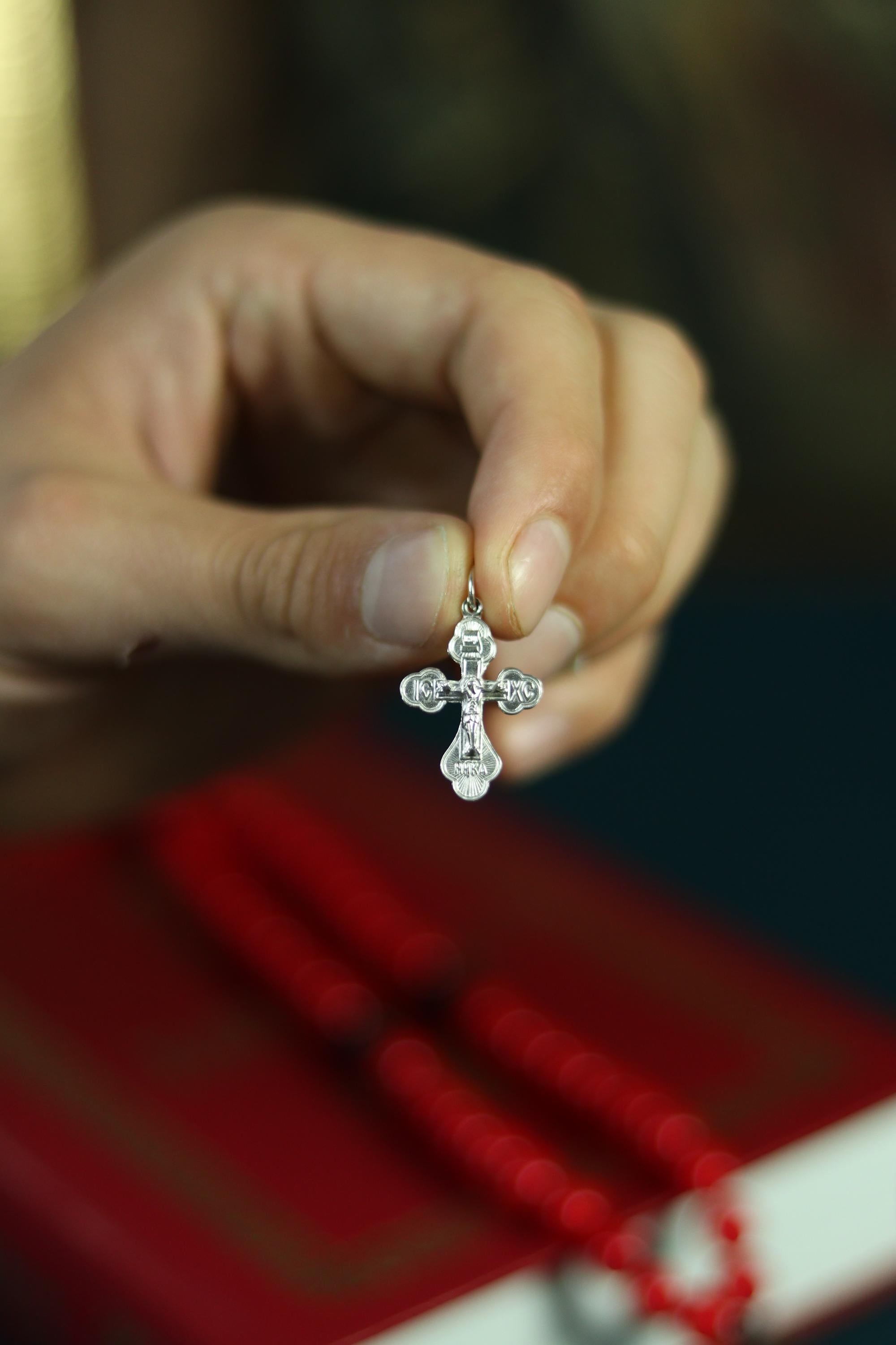 Sterling Silver Orthodox Cross Pendant – 0.91 g, Blessed Christian Crucifix