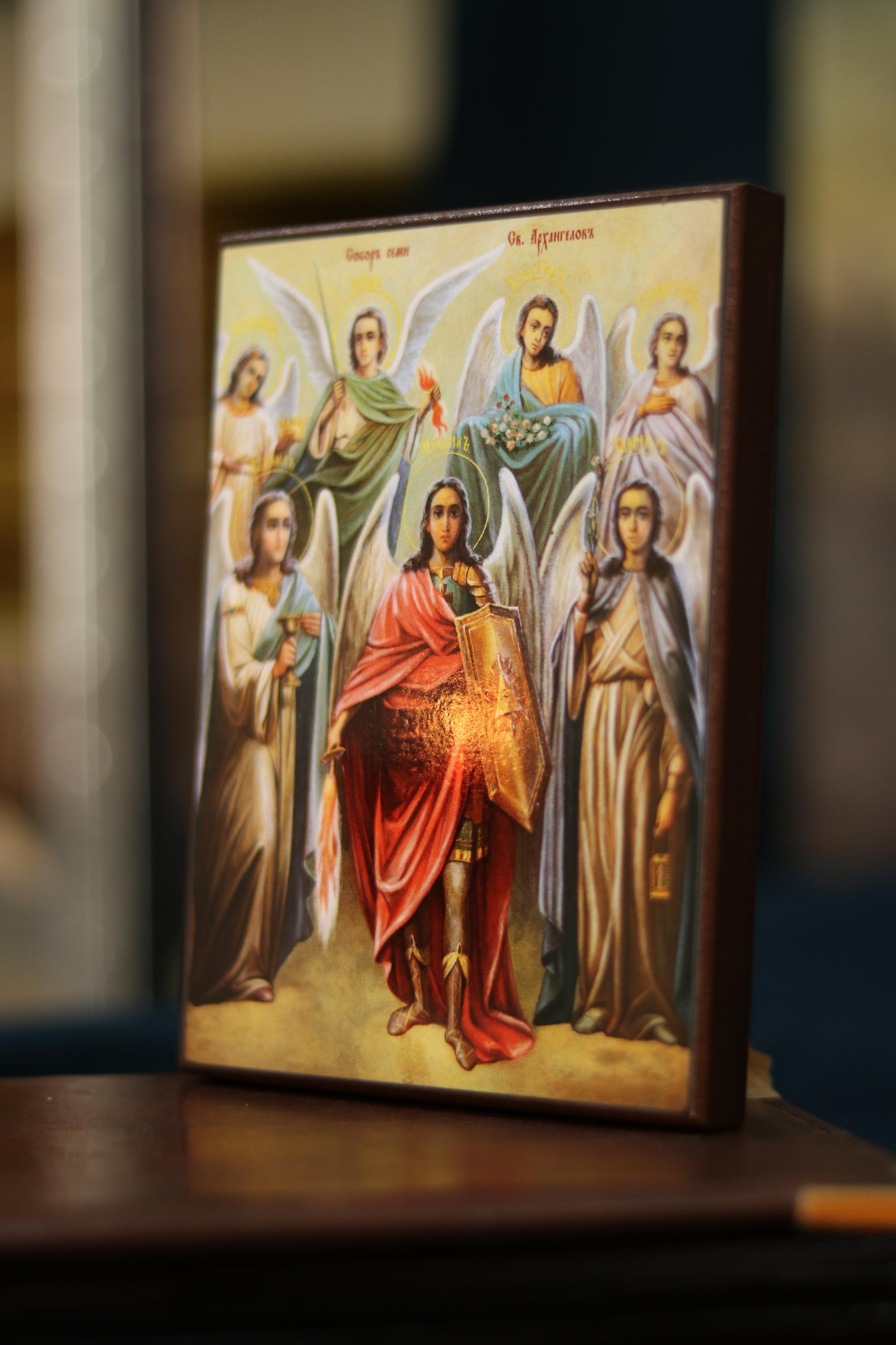 Holy Seven Archangels Wooden Icon Orthodox Plaque 6.3x4.7in