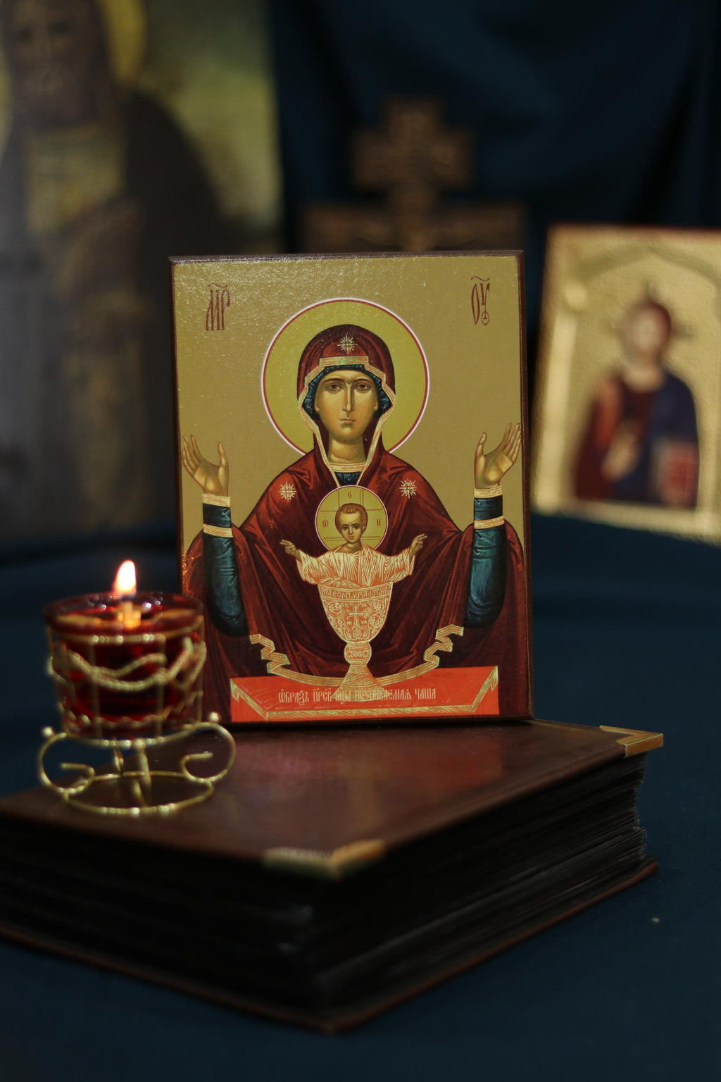 Virgin Mary The Sign Icon, Wooden Icon Orthodox Icon Theotokos Oranta
