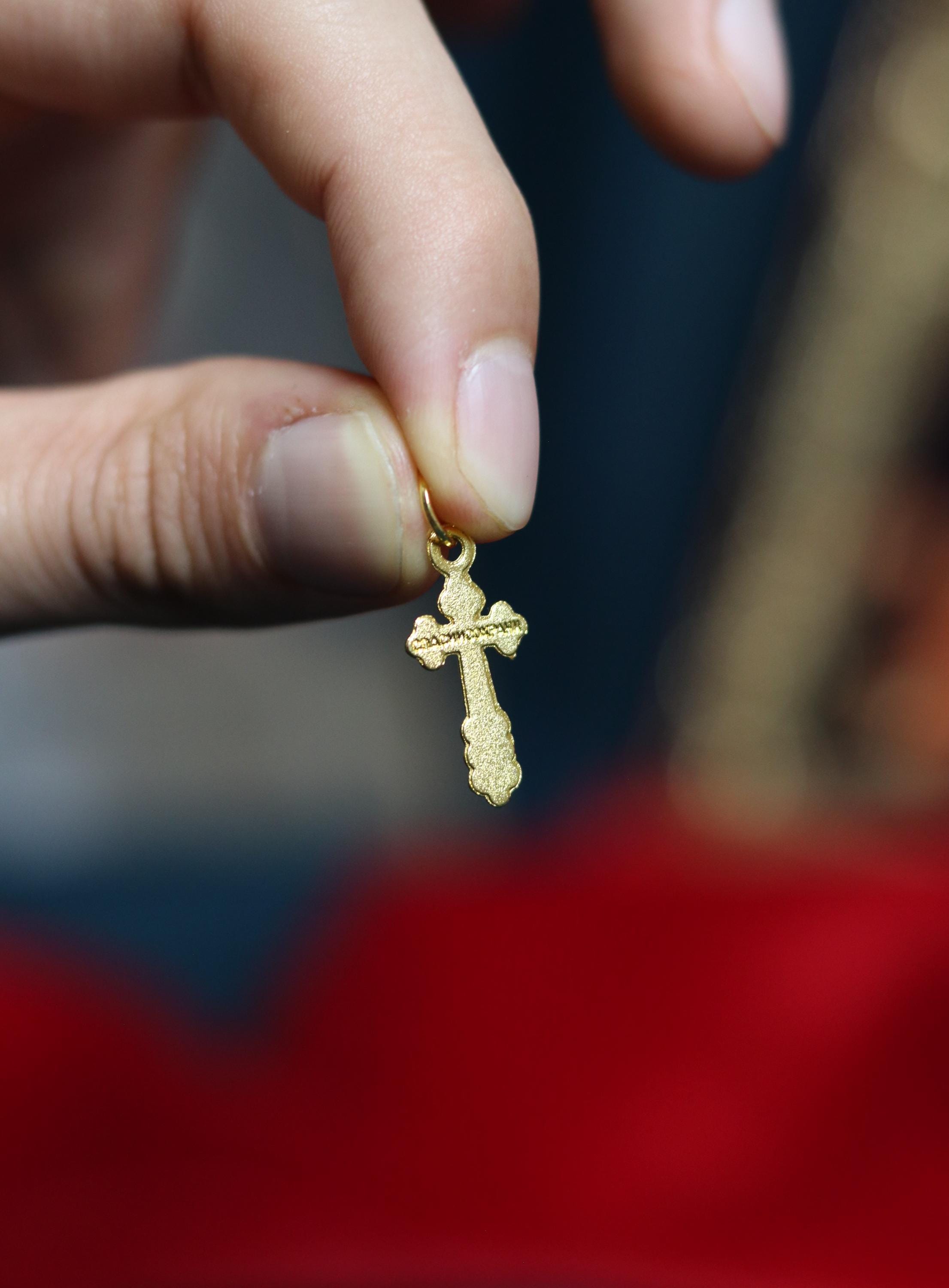 Orthodox Cross Necklace, Large Jesus cross pendant with Jesus Christ, Christian Cross Pendant, Crucifix necklace.