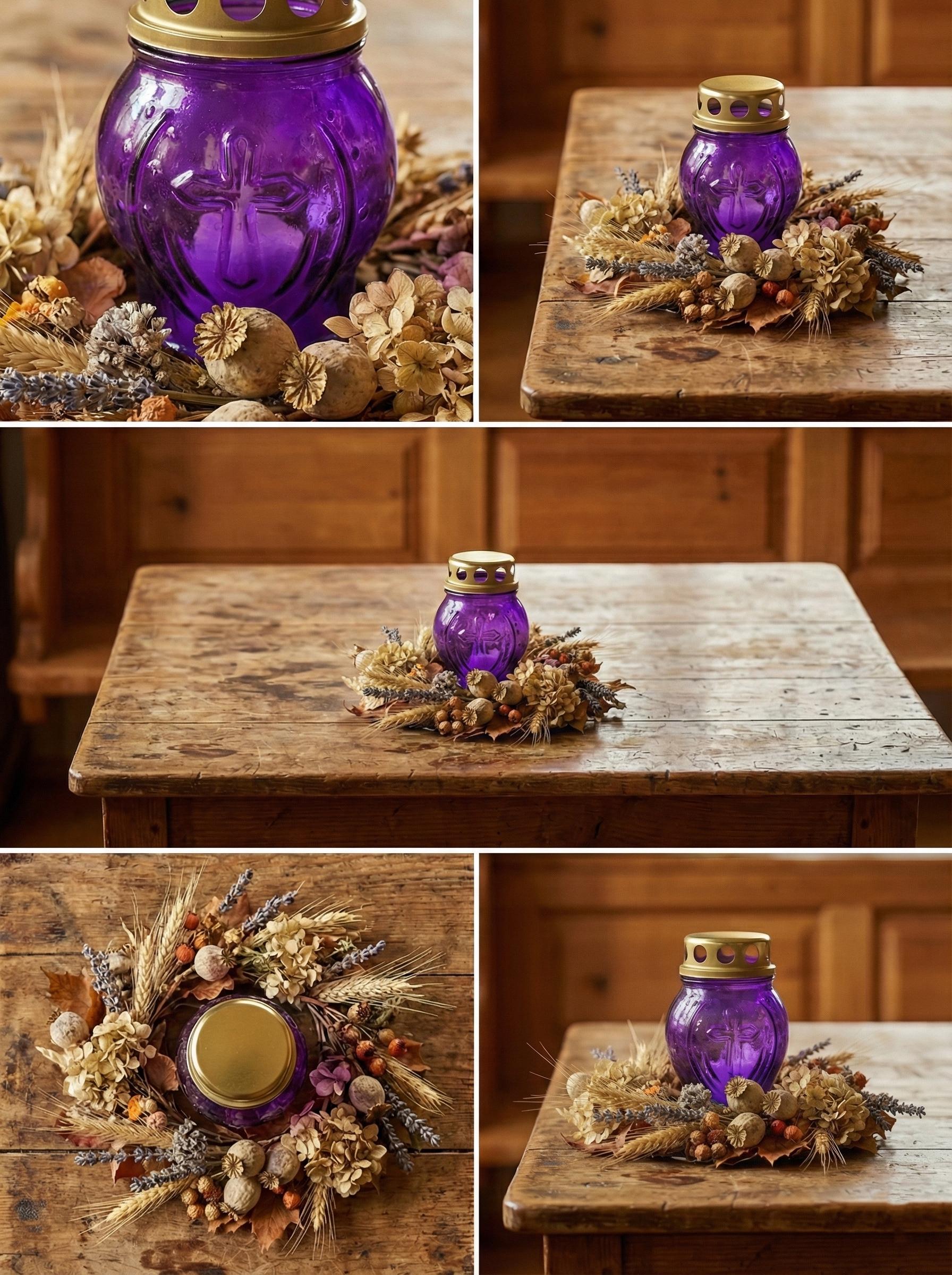 Memorial Glass Candle Lamp Set | Lamp + 8-Hour Candle | Orthodox Memorial Light