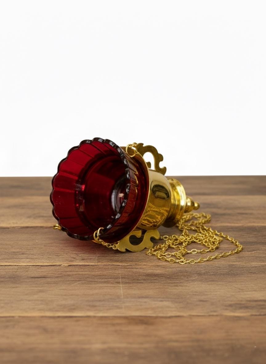 Brass Hanging Oil Lamp, Orthodox Lamp, Icon Lamp