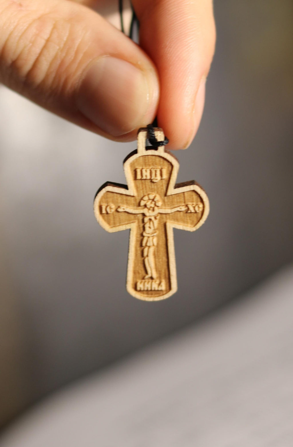 Orthodox Wooden Cross Pendant – Compressed Wood, Jesus Crucifix, Blessed in Church, Orthodox cross, Orthodox icon