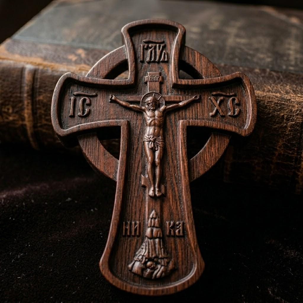 Wooden Orthodox Crucifix, 7.9-19.7in Beech Wood Cross, Jesus Christ Carving