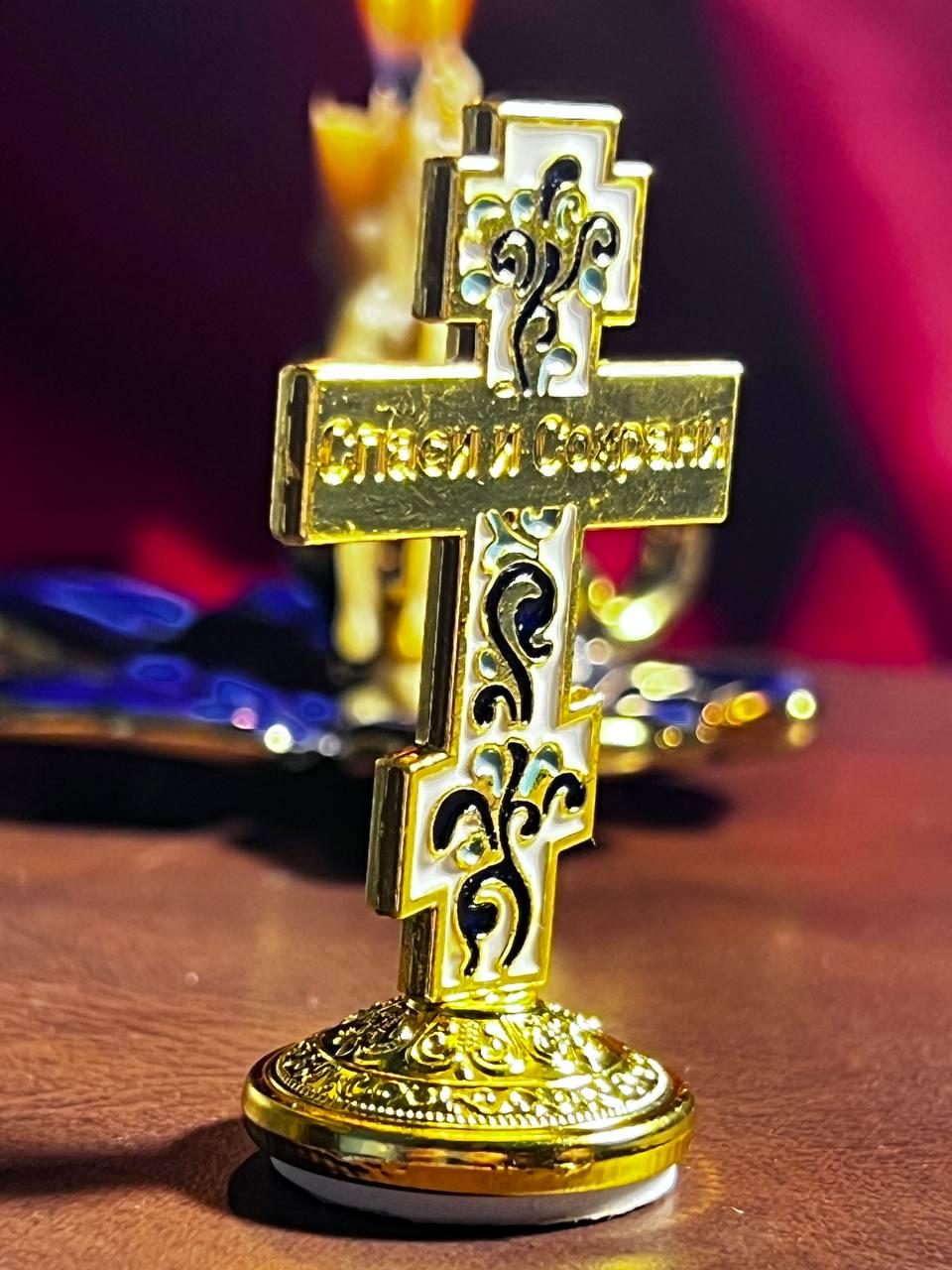 Metal cross. Orthodox cross. Matal car orthodox cross. Crucifix. Matalcross. Maetal car cross. Christian cross. Religious car decor