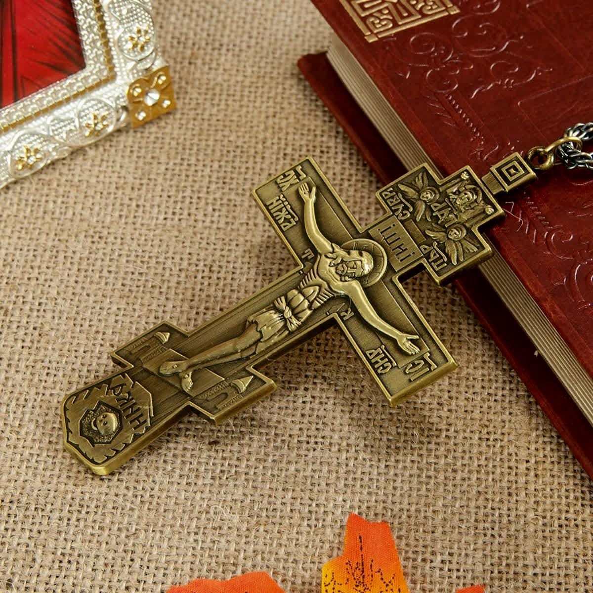 Orthodox Pectoral Cross for Priest | Gold, Silver, Silver-Gold, Light Bronze & Dark Bronze | Clergy Cross Necklace