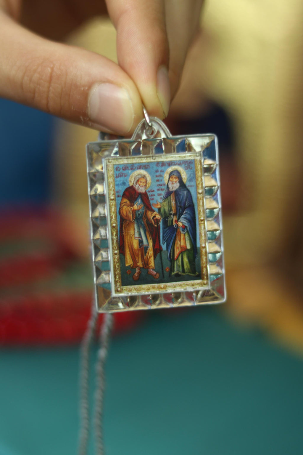 Orthodox Car Pendant Icon 1.6x2 in, Blessed Icon of Saint Gabriel Urgebadze, Religious Car Charm, Christian Gift, Travel Protection