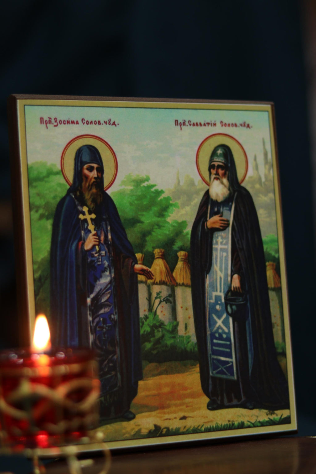 Saints Saints Zosima and Savvatiy of Valaam Icon Wooden Orthodox 6.3x4.7in