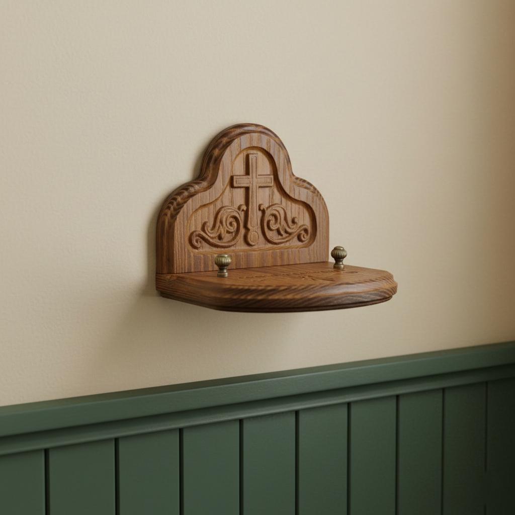 Wooden Icon Stand Ash Wood 6.7x5.9in, Orthodox Icon Holder, Hand Carved Icon Stand