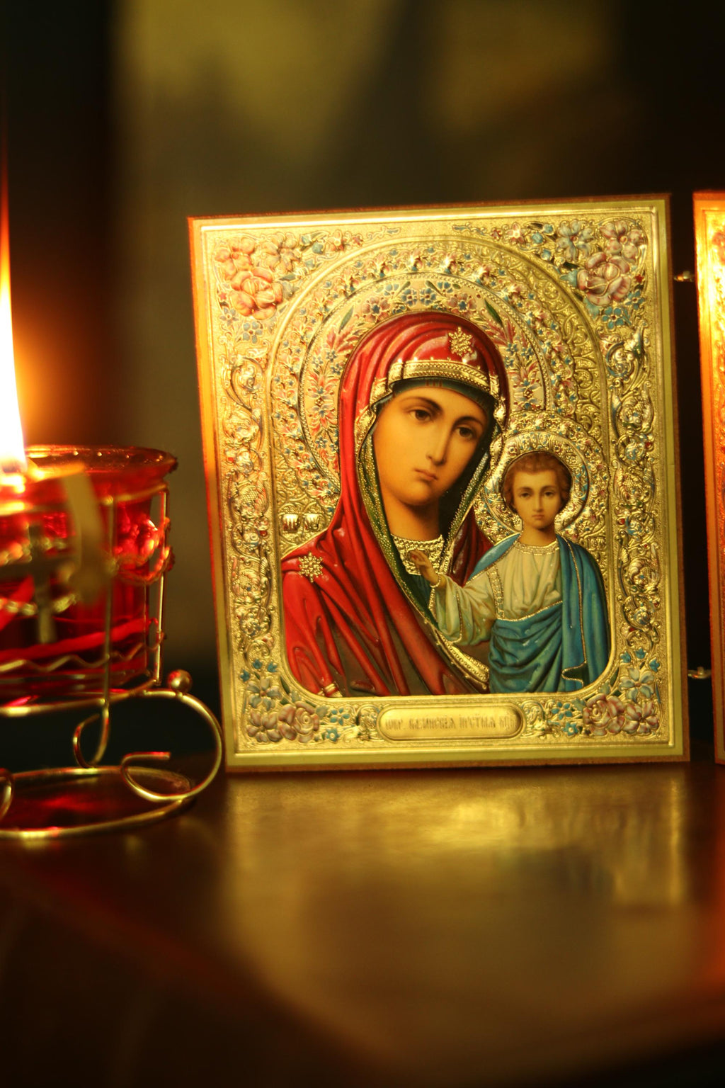 Kazan Mother of God and Savior Diptych Icon Orthodox Folding Icon 4.7in