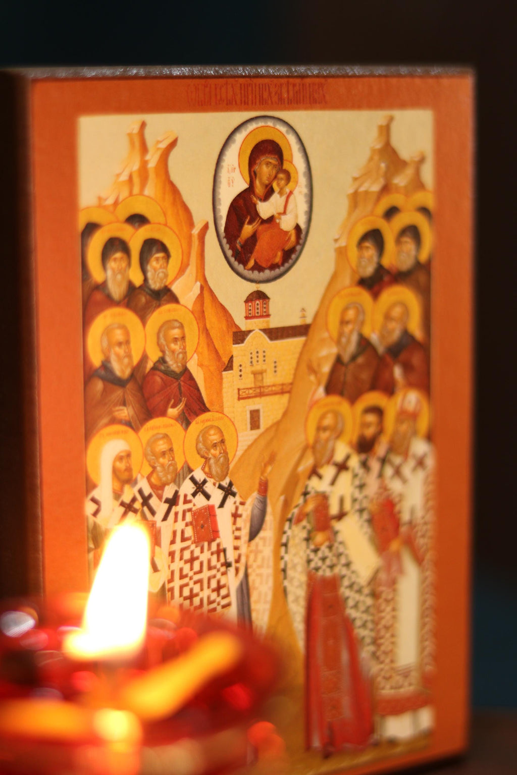 Orthodox Wooden Icon ches Icon, Synaxis of Zverynets Monks
