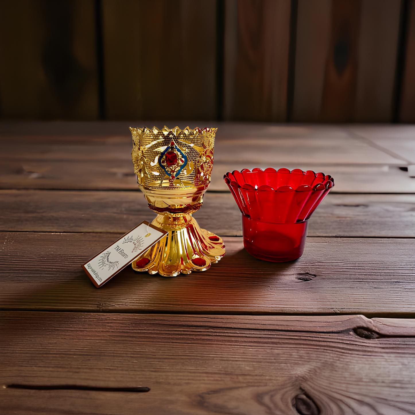 Brass Table Icon Lamp 12cm x 9cm, Orthodox Oil Lamp, Vintage Oil Candle, Retro Icon Lamp, Glass Oil Lamp, Orthodox Christian Prayer Lamp