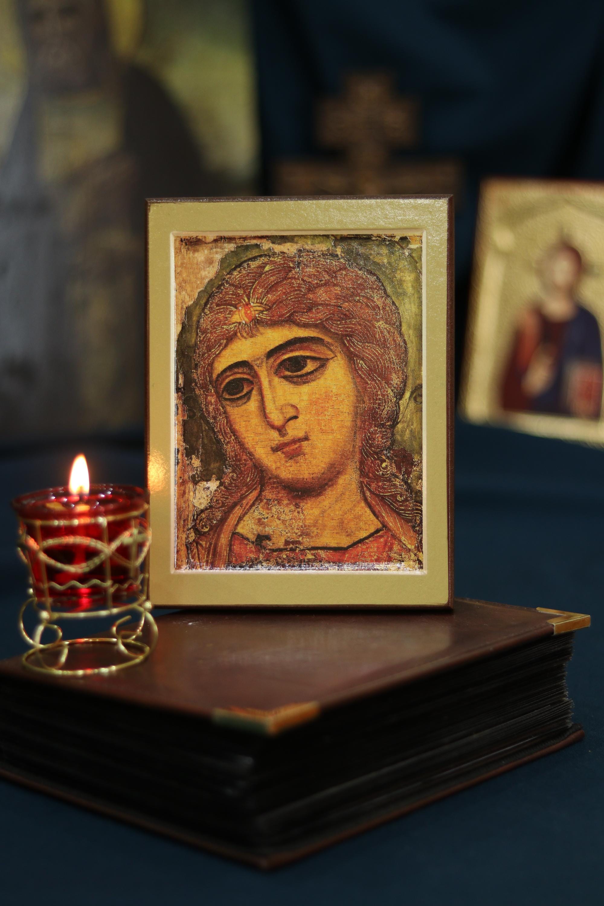 Archangel Michael Wooden Orthodox Icon, 4.7x6.3in-7.9x11in Saint Icon