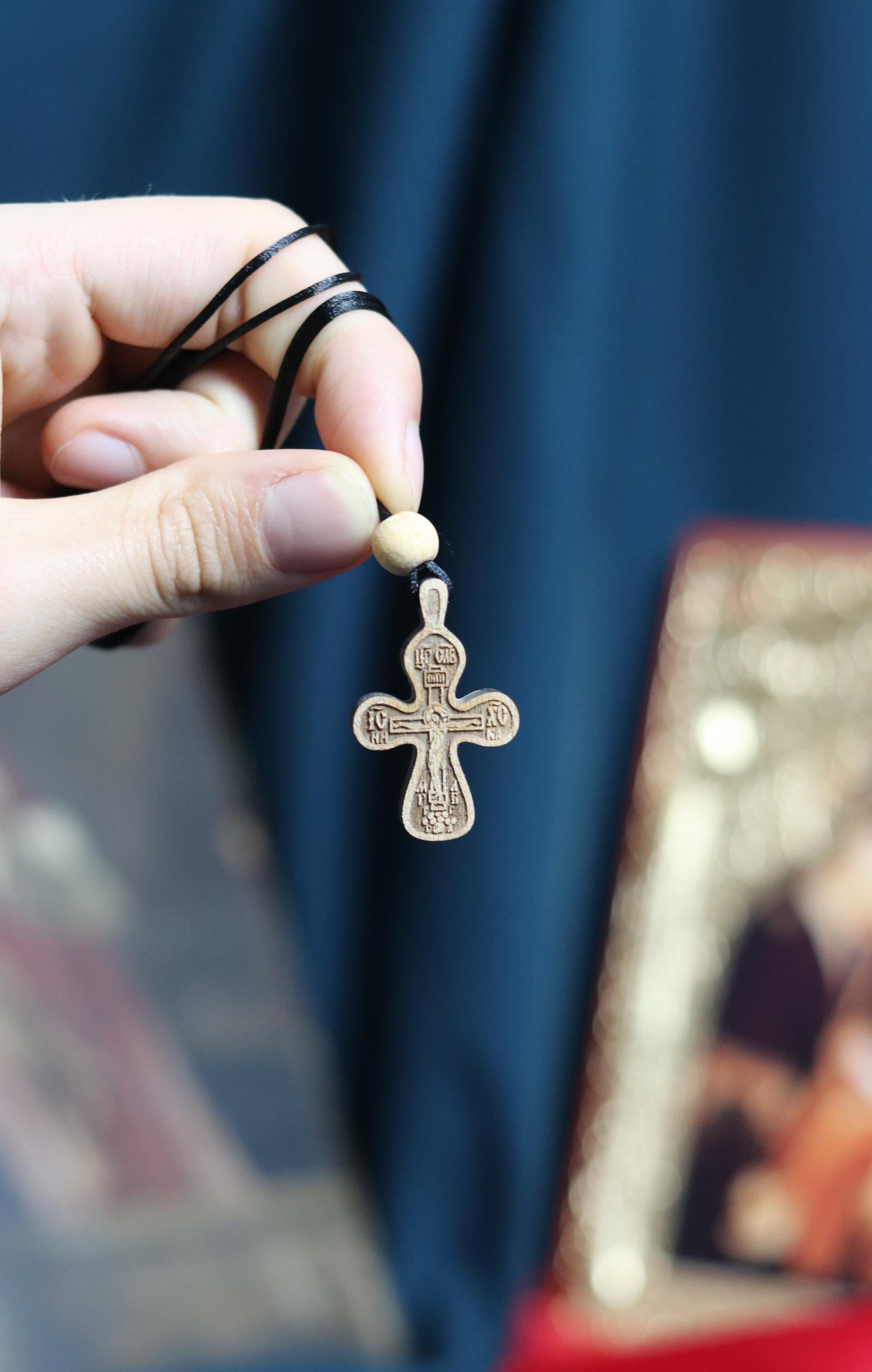 Orthodox Wooden Cross Pendant – Compressed Wood, Jesus Crucifix, Blessed in Church, Orthodox cross, Orthodox icon
