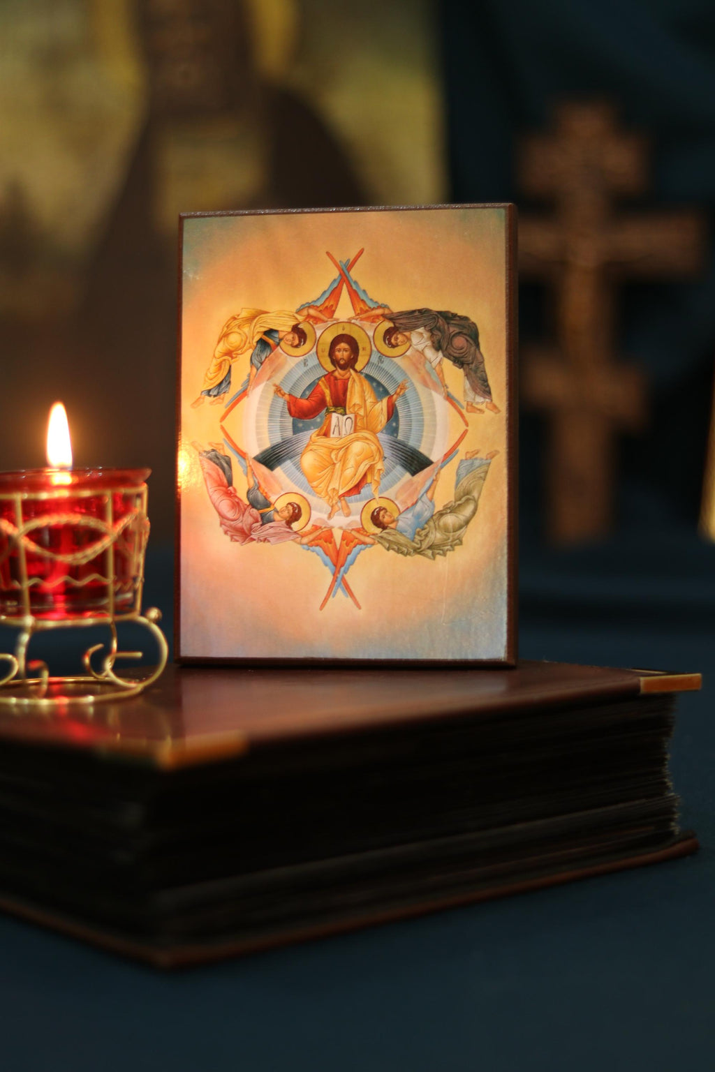 Wooden Orthodox Icon 6.3x4.7 in Christ in Majesty, The Lord Icon
