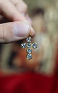 Orthodox Gold Cross Pendant with Rhinestones | Christian Necklace 0.7x1 in, Orthodox cross, Silver cross Rhinestone cross