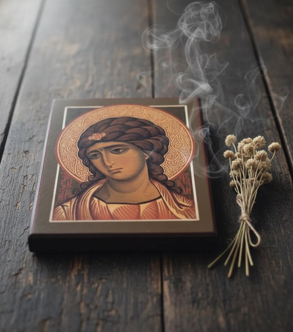 Wooden Icon 6.3×4.7 inch, Archangel Gabriel Icon, Orthodox Icon