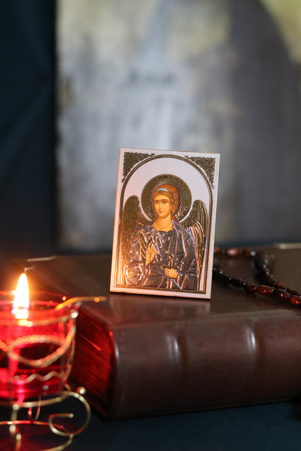 Wooden Orthodox Angel Icon 3.3in, Guardian Angel Icon, Small Prayer Icon