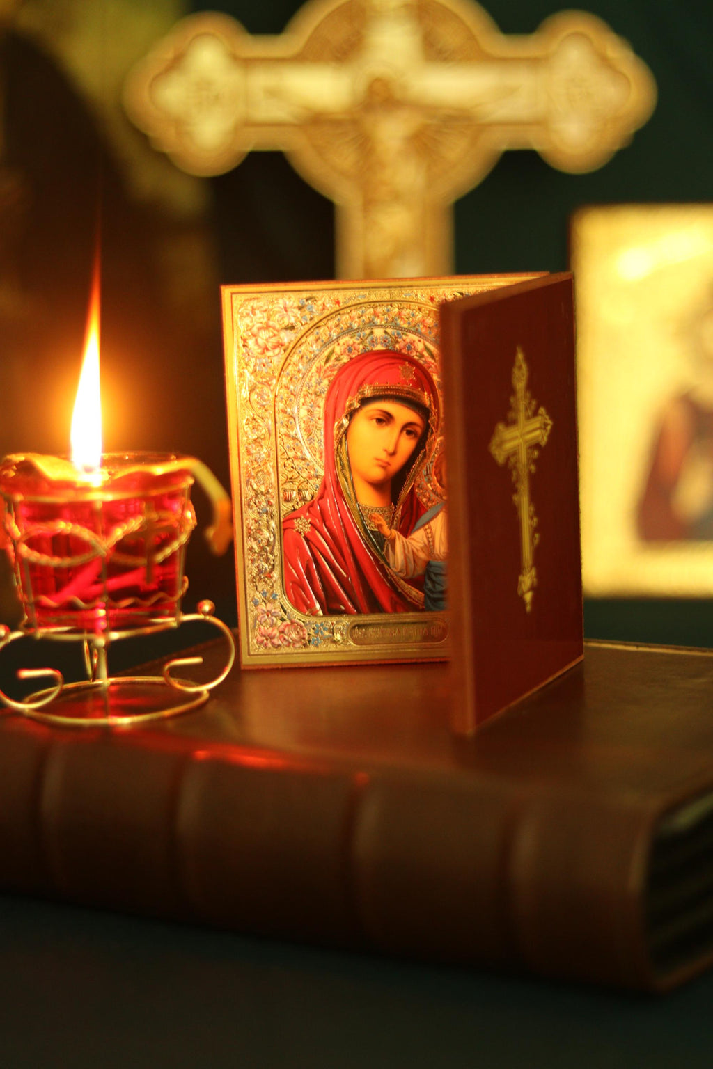 Kazan Mother of God and Savior Diptych Icon Orthodox Folding Icon 4.7in