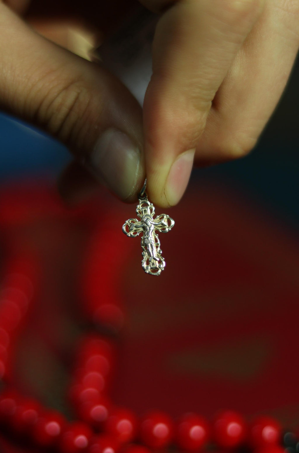 Orthodox Cross Pendant Sterling Silver | 0.83 in / 2.1 cm | 1.17g | Christian Crucifix Charm | Baptism Gift | Religious Jewelry for Neck