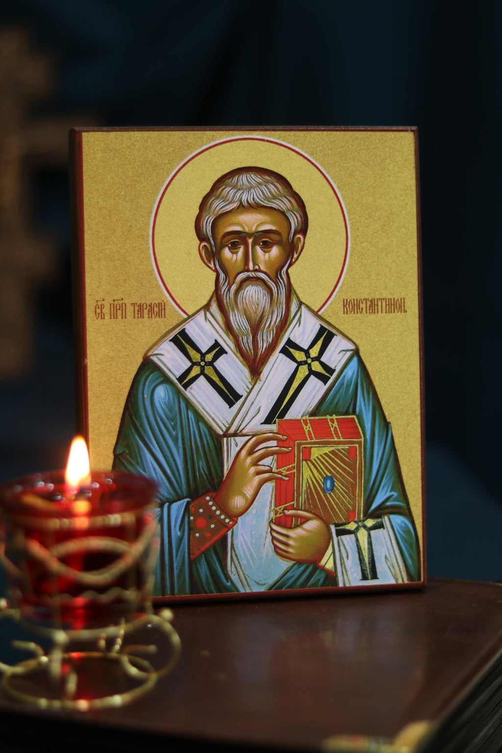 Saint Tarasius Icon, Wooden Icon Orthodox Icon, Christian Wall Decor