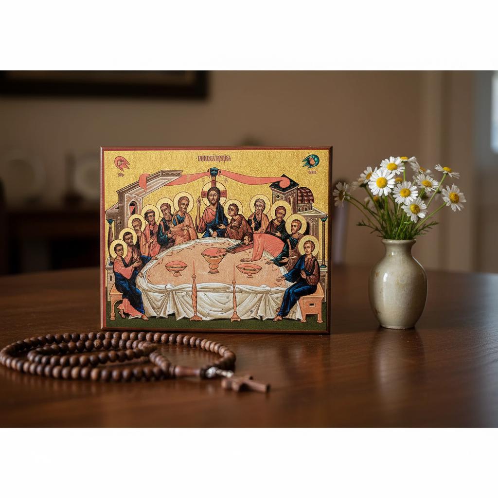 Ash Wood Icon , Secret Supper Icon, Orthodox Icon