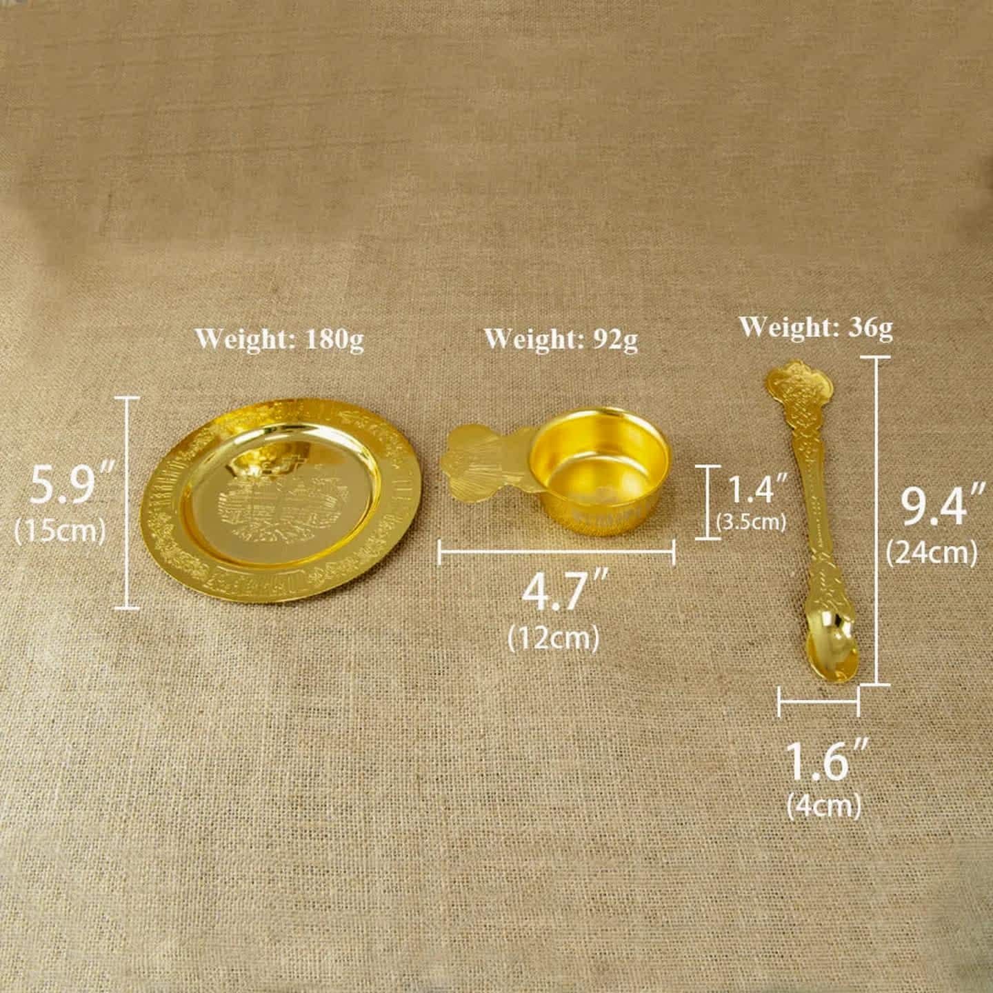 Orthodox Eucharistic accessories: chalice, paten, spoon, ewer. Holy Communion set.