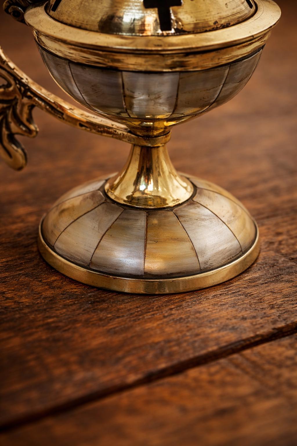 4.9in Metal Orthodox Incense Burner, Home Censer, Church Incense Holder