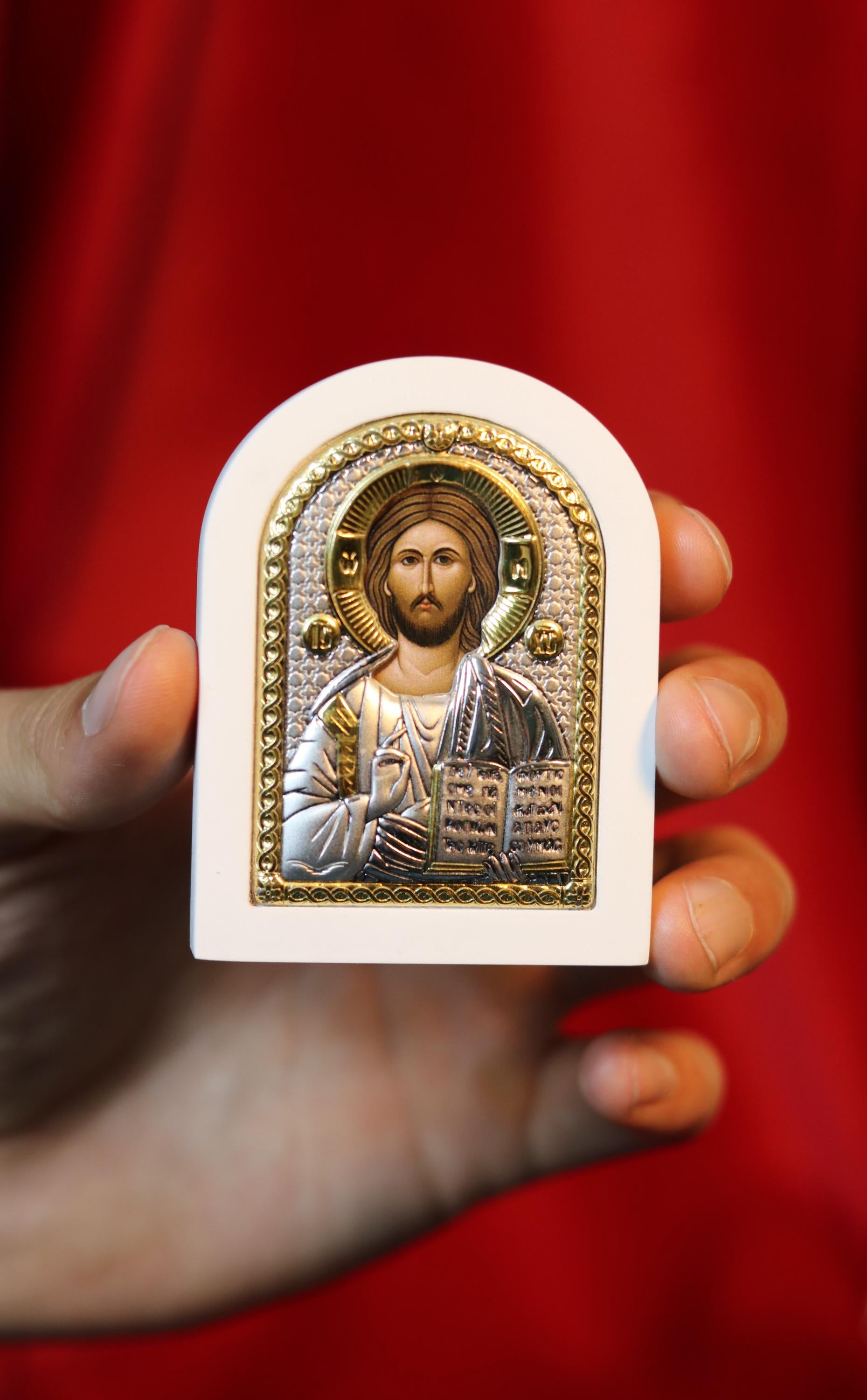 Orthodox icon of Jesus Christ, silver icon, Orthodox silver icon, Orthodox icon, Religious icon, Christian icon, Greek icon
