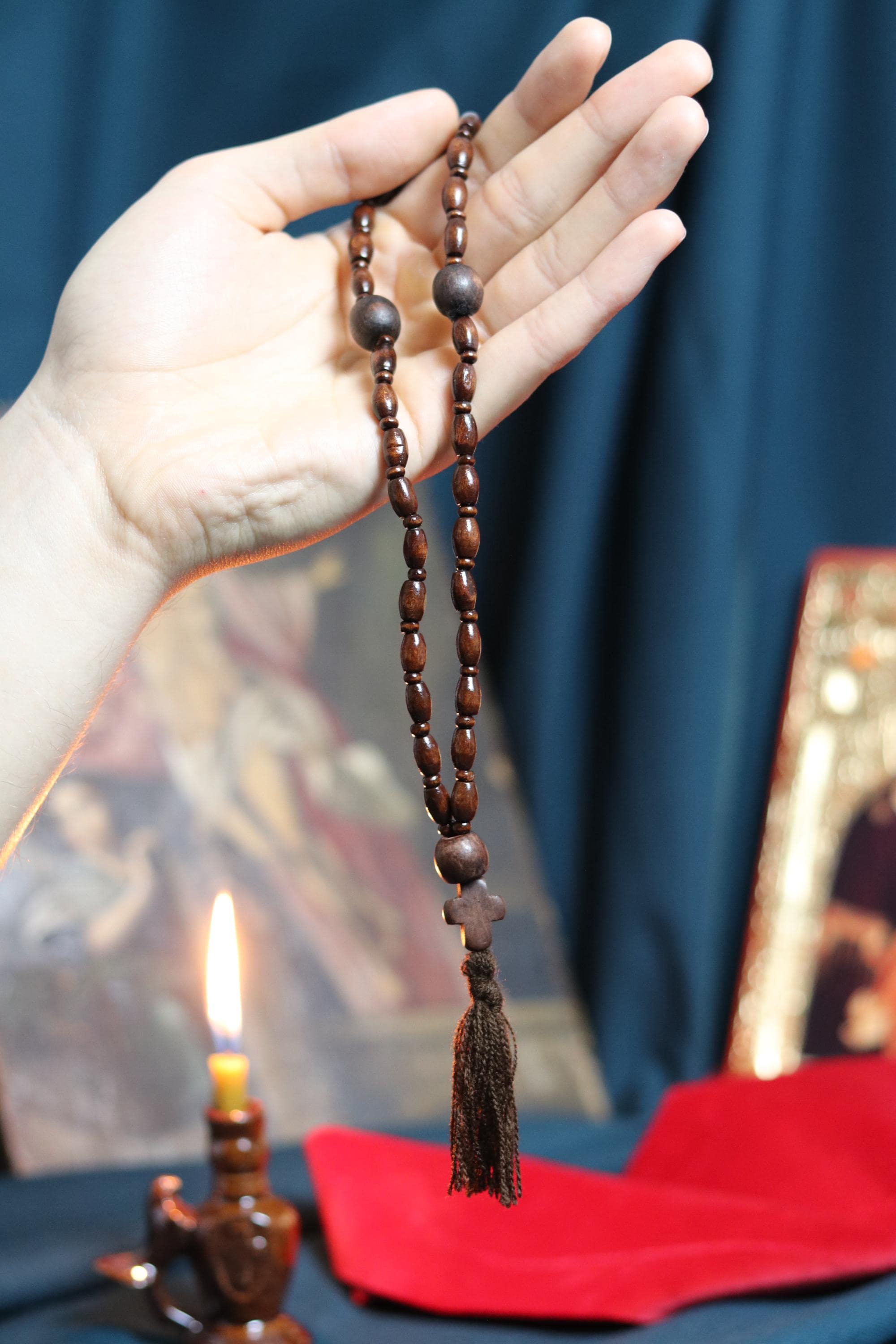 Orthodox Wooden Prayer Beads with Tassel – Handmade Black Wood Orthodox rosaries, Prayer beads, Orthodox prayer rope, Wooden komboskini