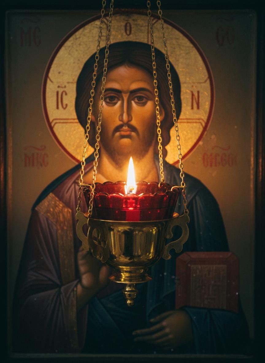 Brass Hanging Oil Lamp, Orthodox Lamp, Icon Lamp