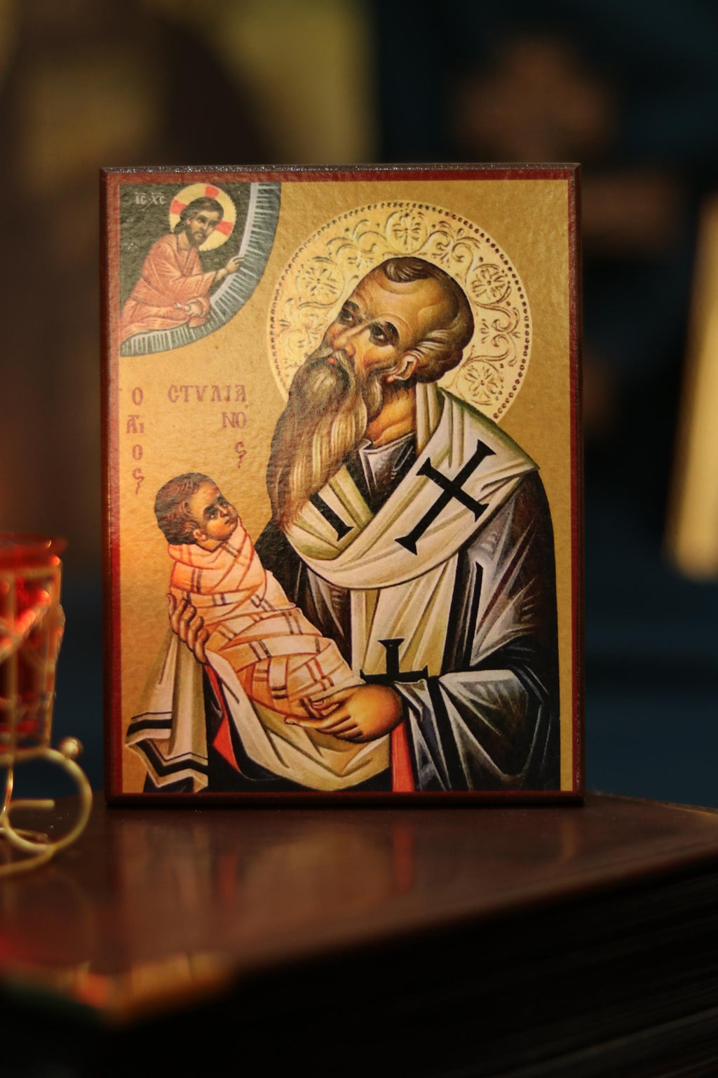 Wooden Orthodox Icon 6.3x4.7 in. Saint Stylianos of Paphlagonia