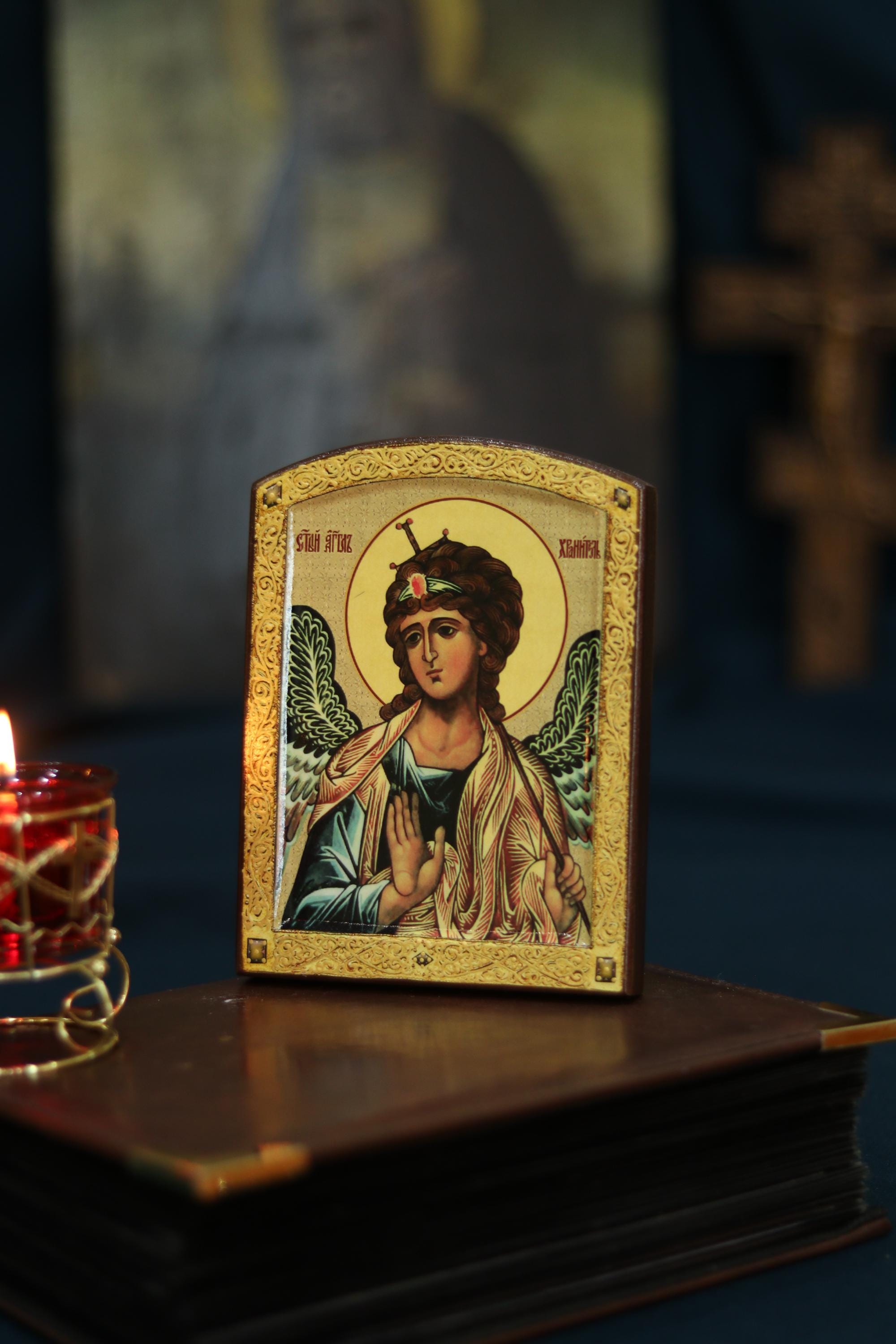 Guardian Angel Icon 6.3in, Orthodox Wooden Icon, Christian Gift Decor