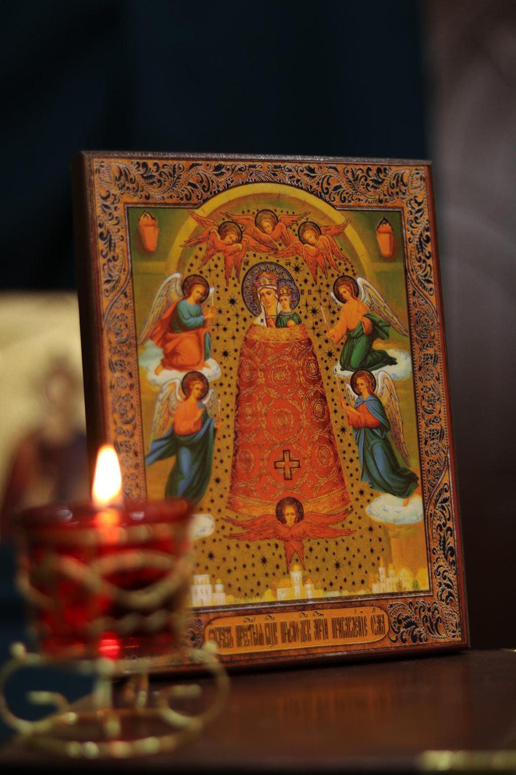 Adding of Mind Mary Icon Wooden Orthodox 6.3x4.7in
