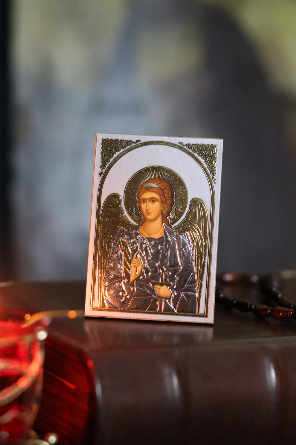 Wooden Orthodox Angel Icon 3.3in, Guardian Angel Icon, Small Prayer Icon