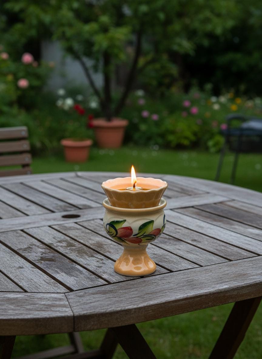 Orange Ceramic Table Oil Lamp 4.3in, Icon Lamp, Vintage Oil Candle, Retro Prayer Lamp, Orthodox Lamp, Religious Gift