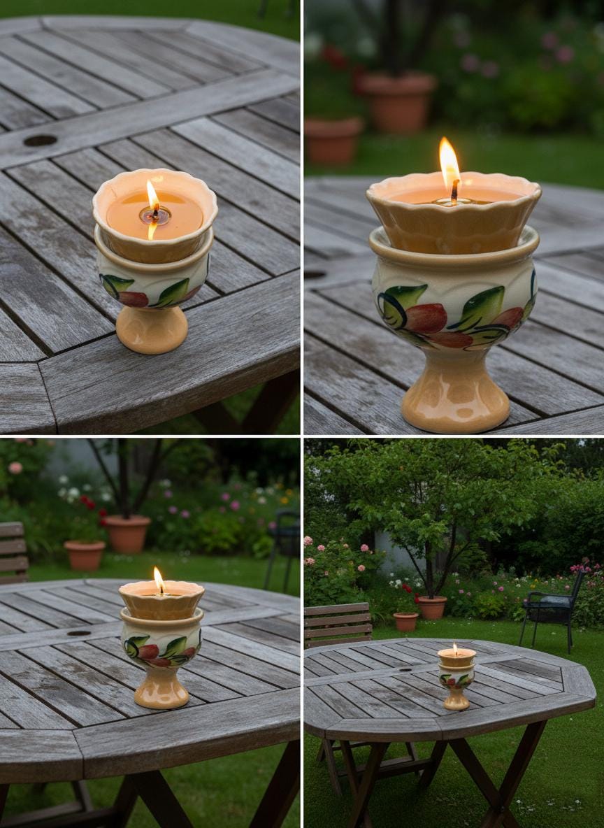 Orange Ceramic Table Oil Lamp 4.3in, Icon Lamp, Vintage Oil Candle, Retro Prayer Lamp, Orthodox Lamp, Religious Gift