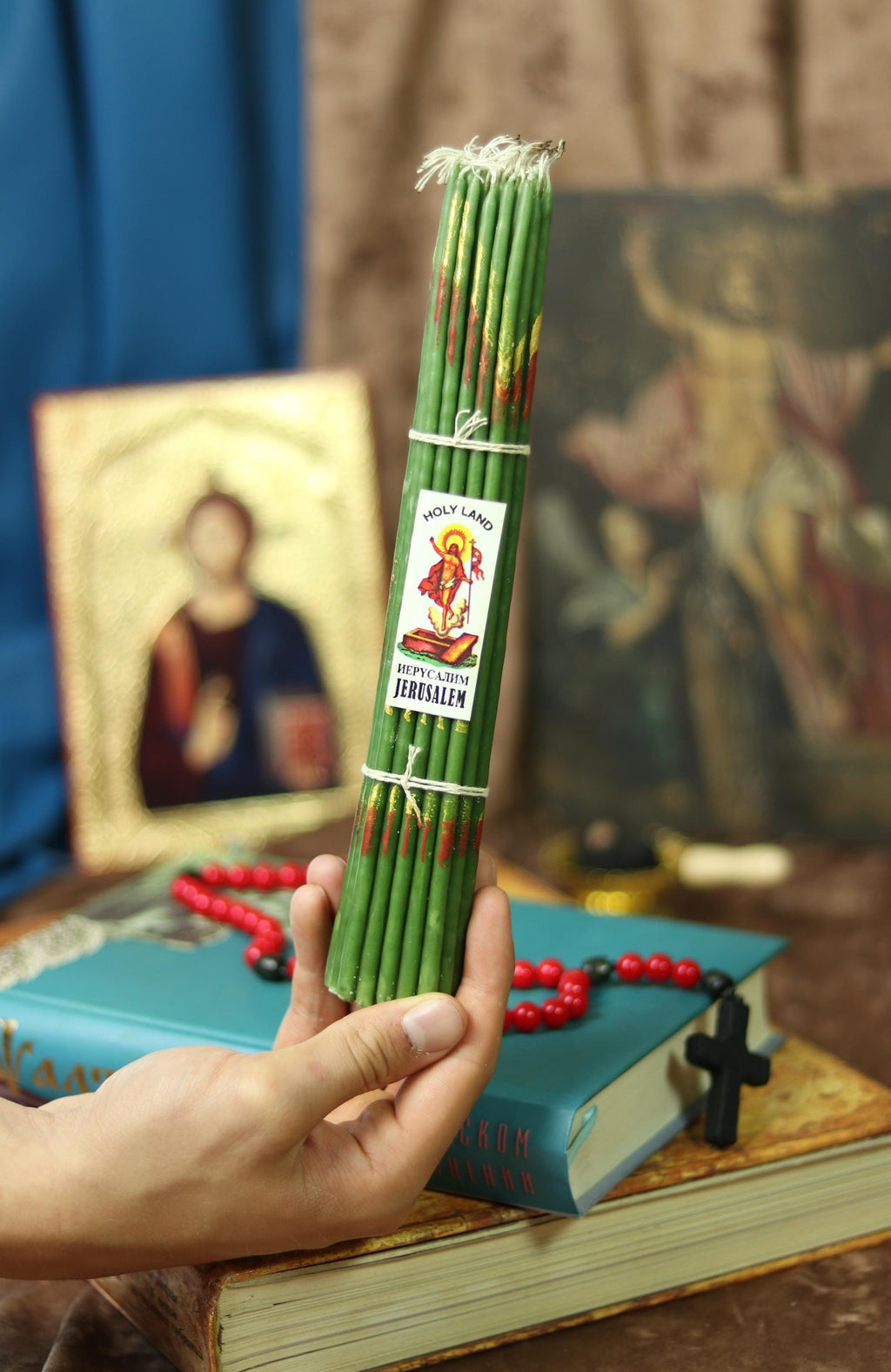 Green Jerusalem Candles 33pcs, Orthodox Candles, Church Candles, Prayer Candle, Religious Candles, Christian Candles, Spiritual Candles