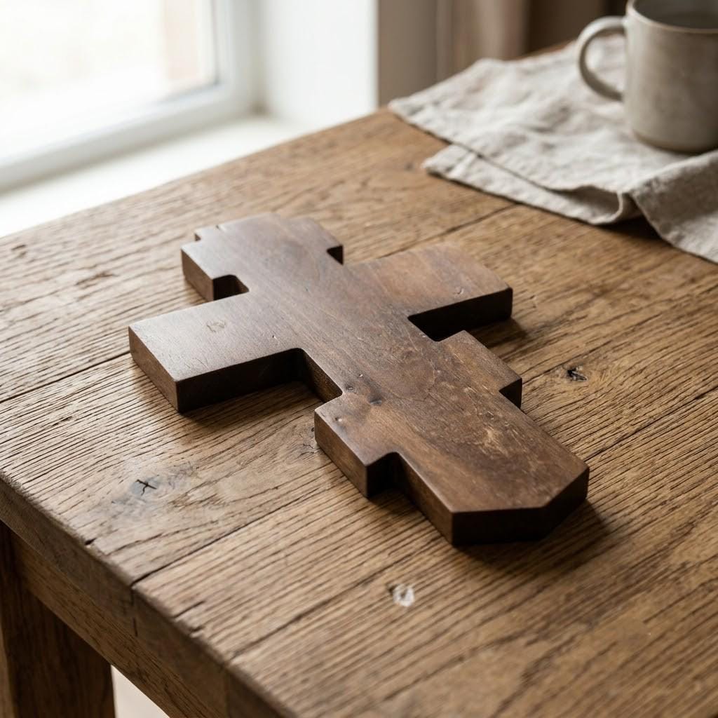 Orthodox Wooden Crucifix, Handcrafted Natural Wood Cross